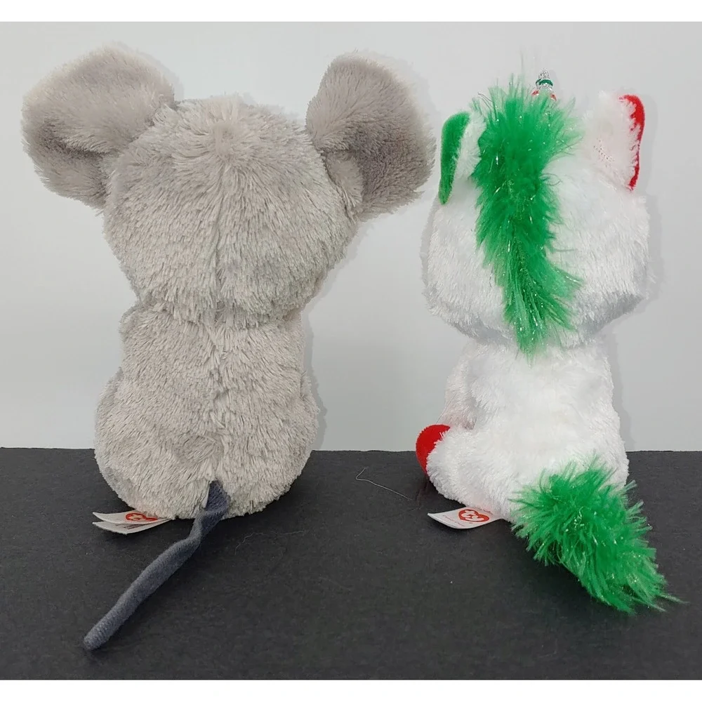 Ty Beanie Boos Candy Cane The Unicorn MAC The Mouse Missing Gingerbread Lot Of 2