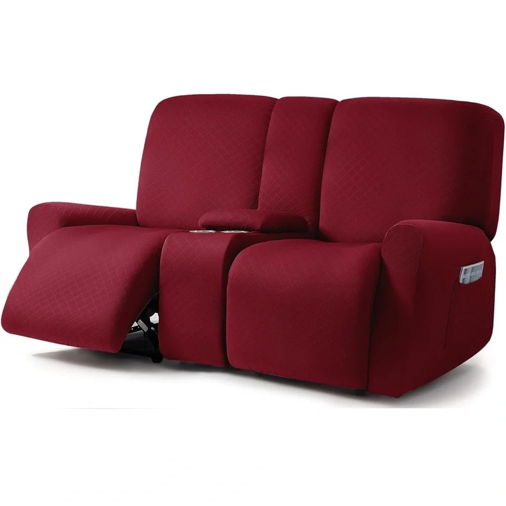 New Ulticor Jacquard 75”-100” Two Seat Slipcover Wine