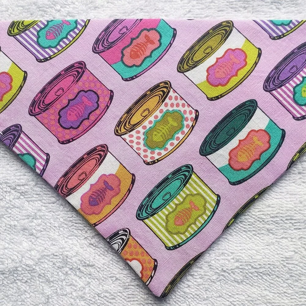 Clip on Dog Bandana With Buckle Pet Cat Bandanna Scarf Tuna Fish Can Fun