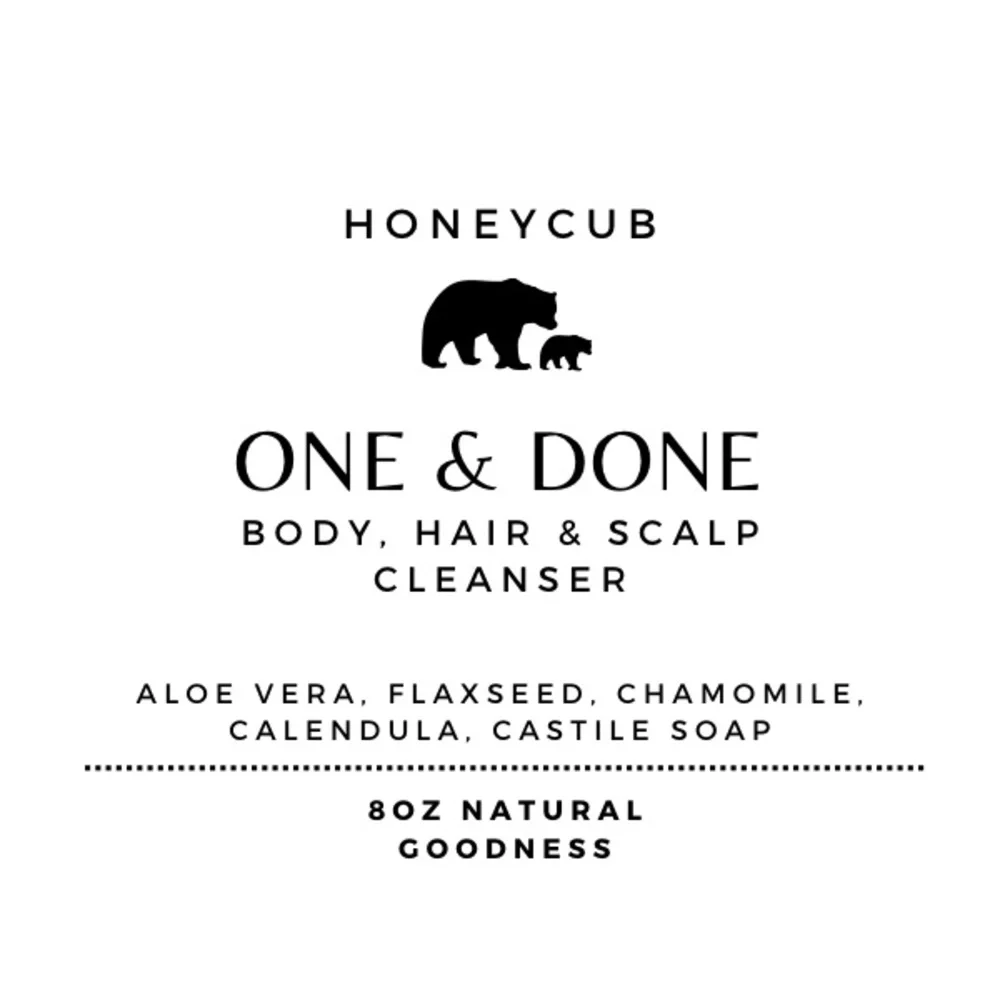 HoneyCub One & Done Natural Shampoo, Conditioner & Moisturizing Bodywash