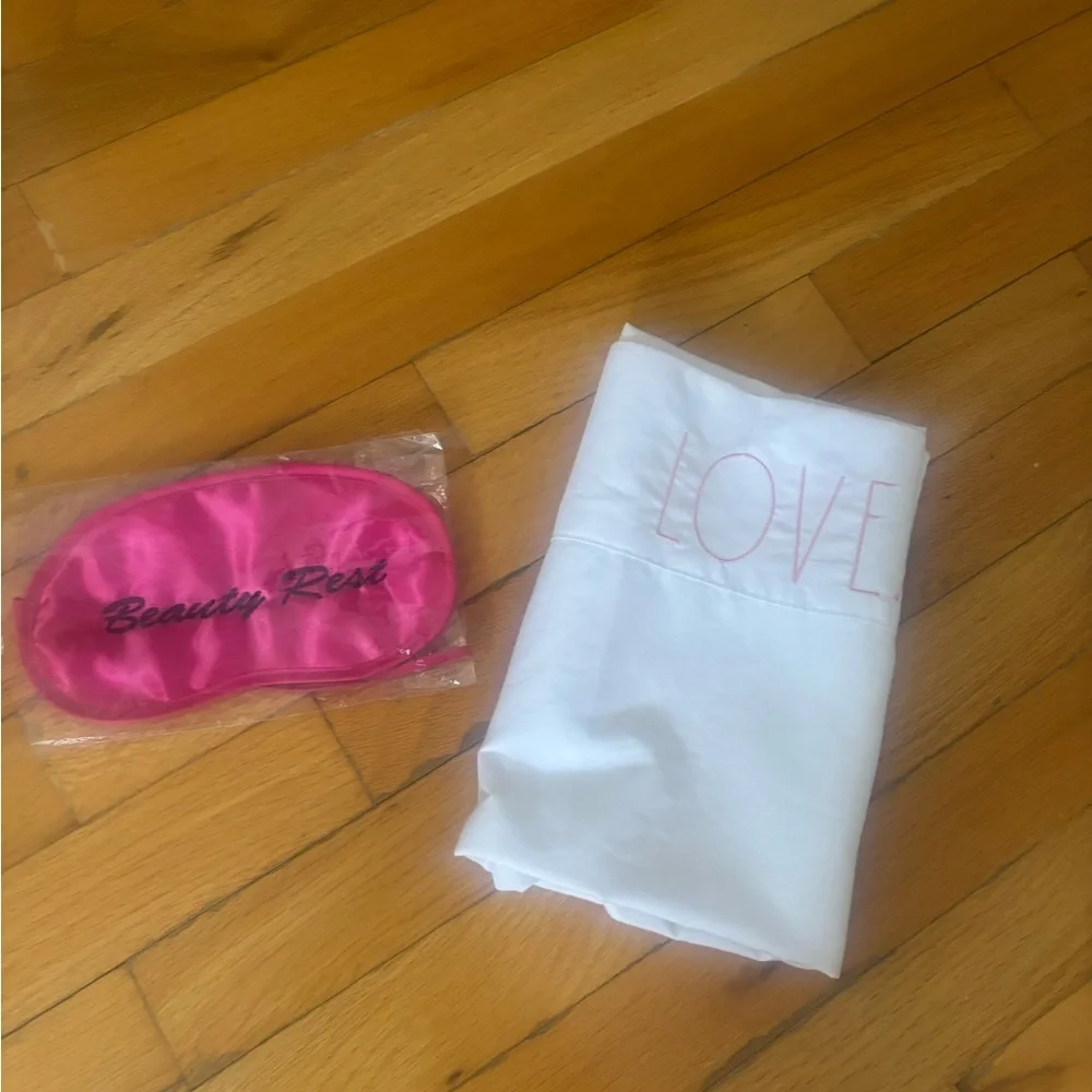 2-1 Deal NEW LOVE Pillow Case and Sleep Mask Set