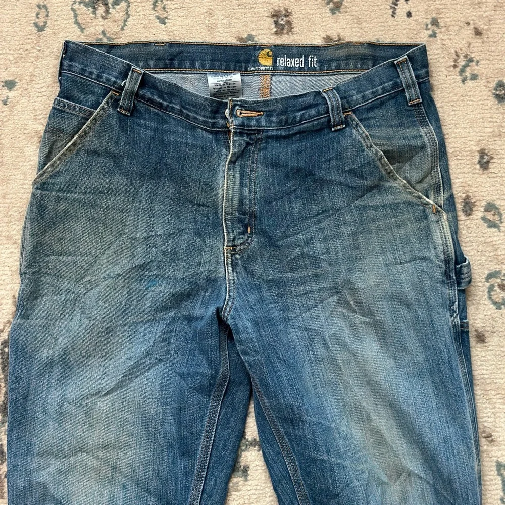 Carhartt Blue Straight-Leg Jeans with Faded Details