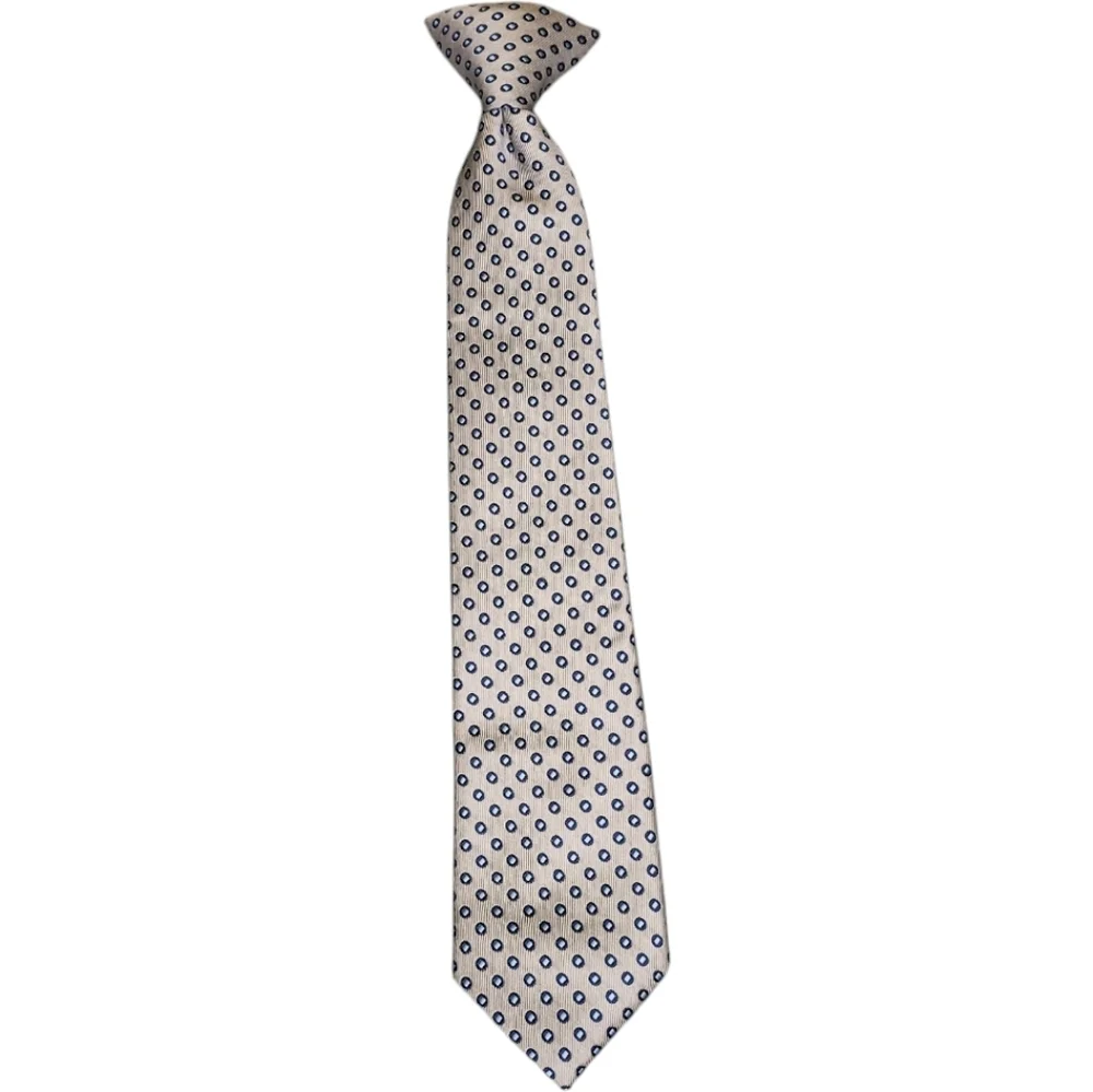 Chaps Boy's Clip-on Tie Gray with Two-Tone Blue Dots