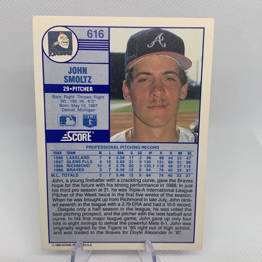 John Smoltz 1989 Rookie Card & 2021 Donruss Card Atlanta Braves MLB HOF Legend!!