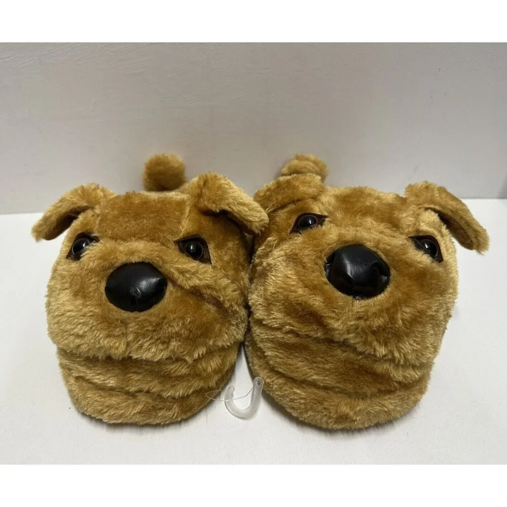 Unbranded size 13/1 plush brown dog slip on house slippers