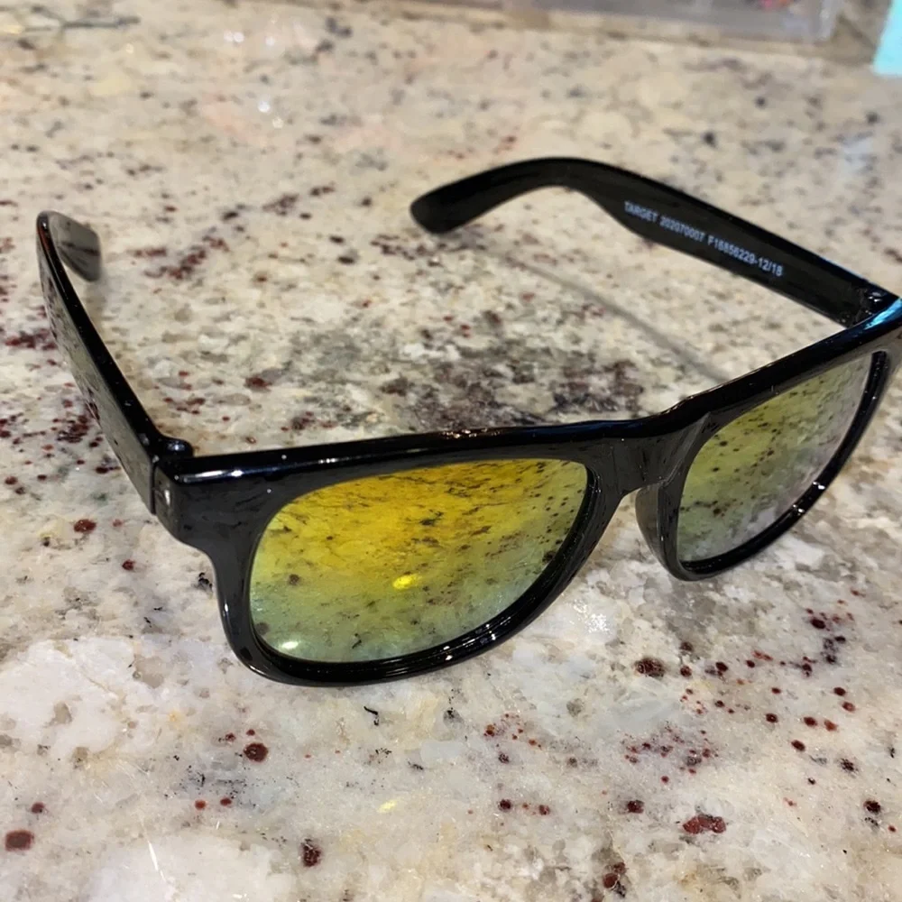 Black sunglasses 🕶 Target shades orange iridescent lenses black plastic frame​​