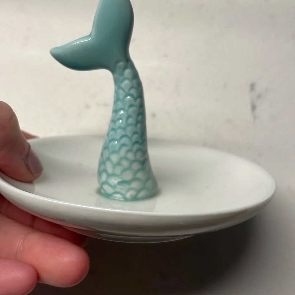 Blue and teal mermaid ring dish