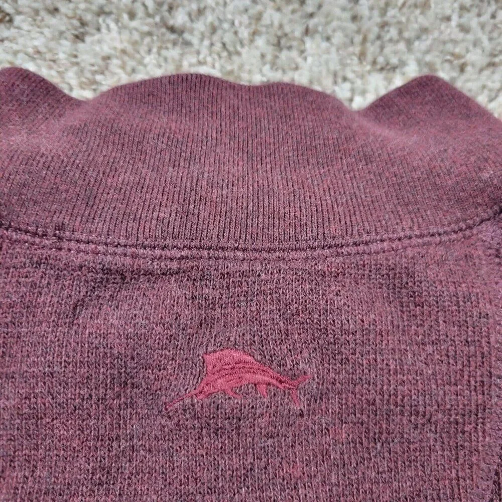 Tommy Bahama Sweater Mens 2XL Burgundy 1/4 Zip Preppy Long Sleeve Marks*