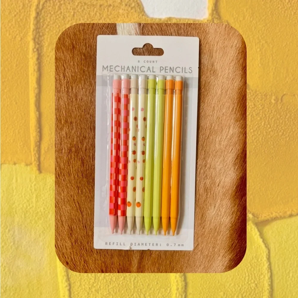 🏷️🎉🆕 aesthetic kawaii mechanical pencils with erasers set of 8 plaid& food print