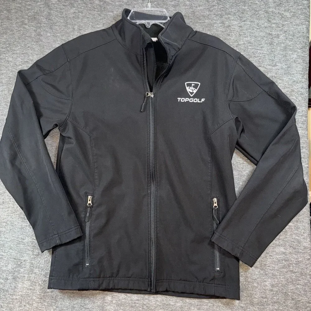 Top Golf HPI Direct Employee Mens Soft Shell Mock Neck Jacket Black Sz Medium