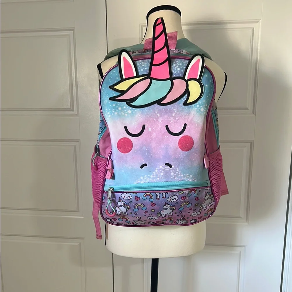 Pink and Blue Unicorn Fantasy Standard Size School Backpack