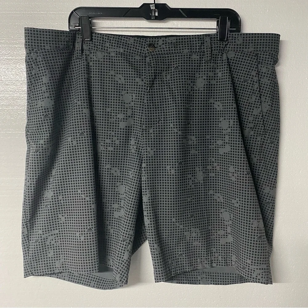 Adidas Golf Shorts Men 40 Gray Geometric Stretch Performance Active Chino 8”