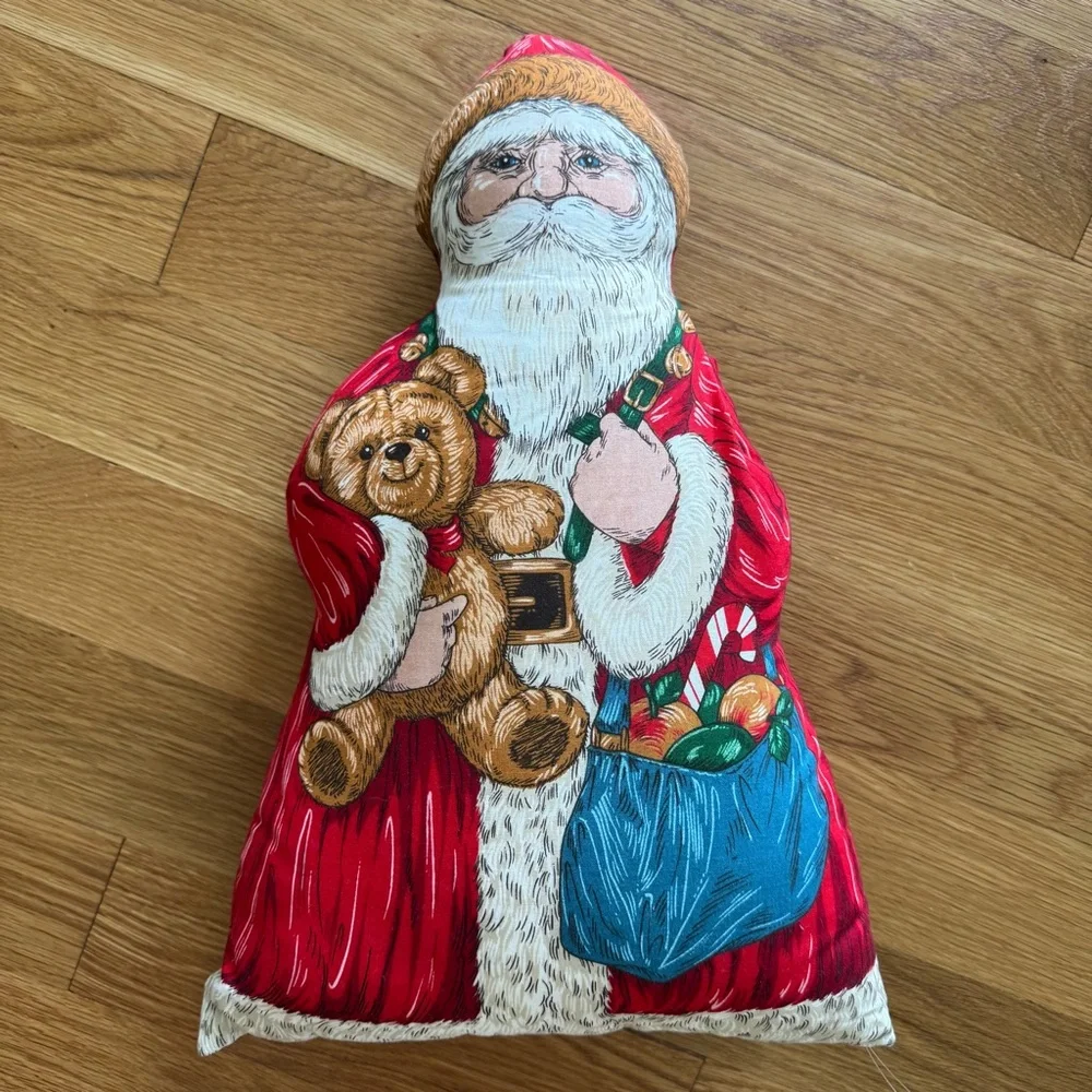 Vintage Stuffed Fabric Santa Father Christmas St Nicholas Old Fashioned pillow