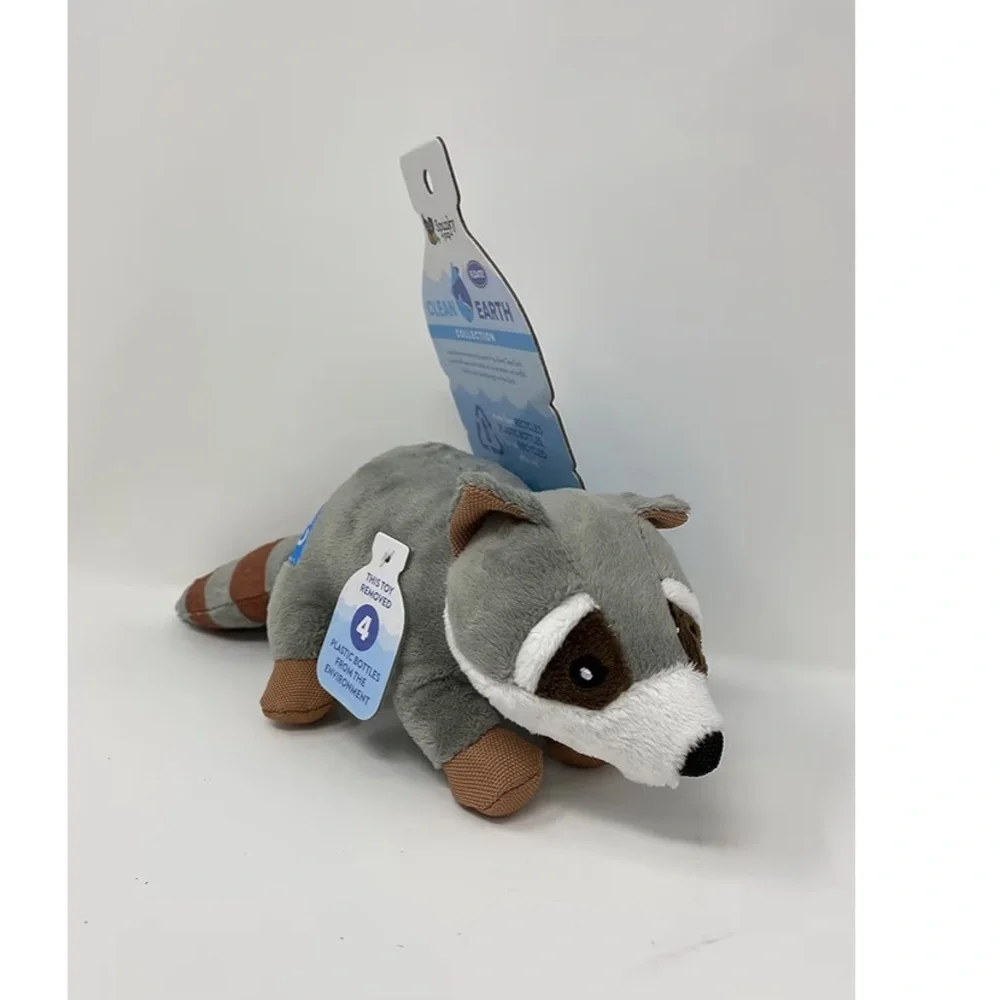 Clean Earth Plush Raccoon - Gray