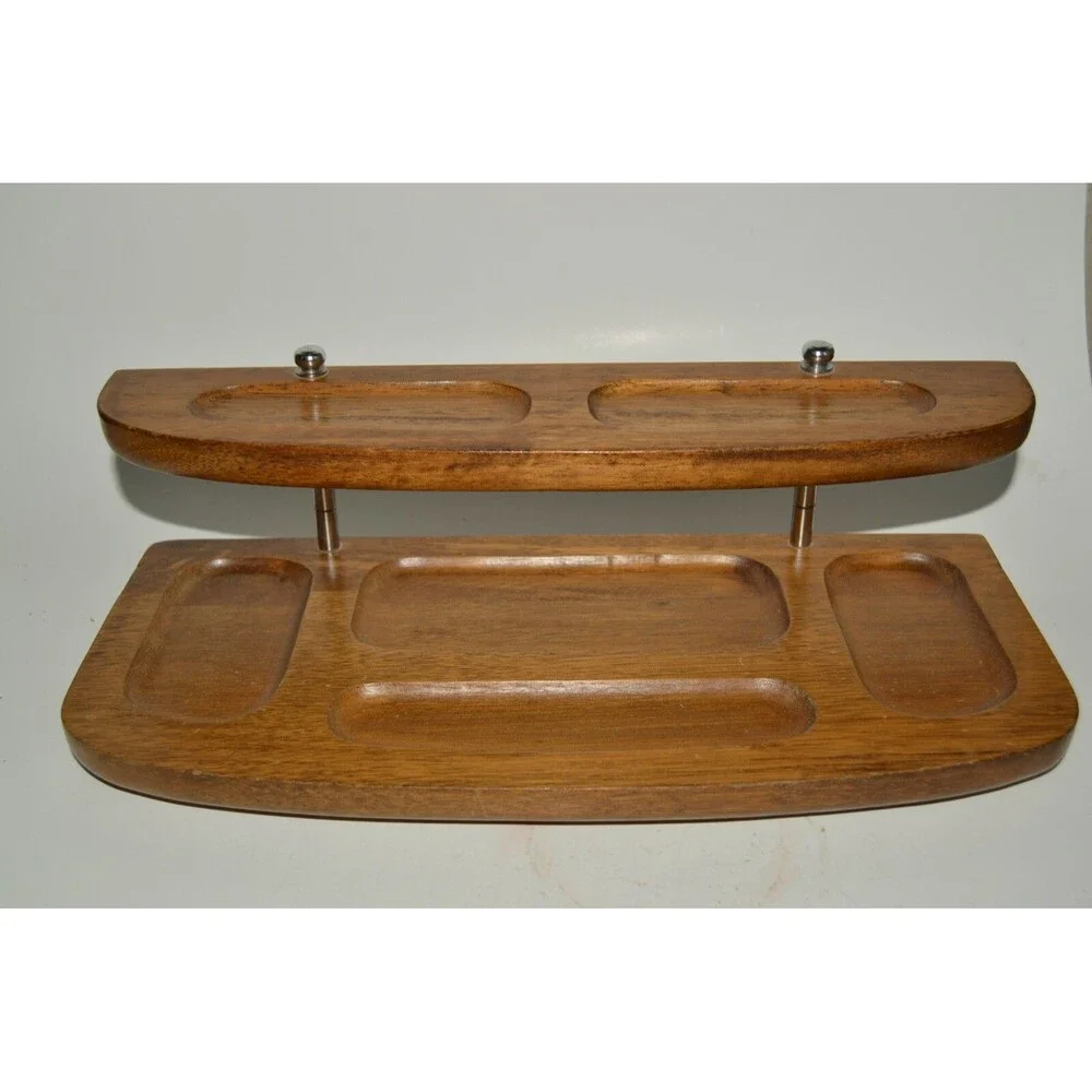 Vintage MINTY Wooden Men's Dresser Jewelry Watch Cuff Links Tie Bars Organizer