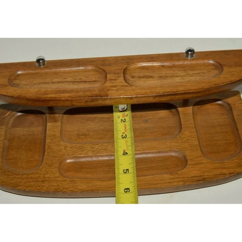 Vintage MINTY Wooden Men's Dresser Jewelry Watch Cuff Links Tie Bars Organizer