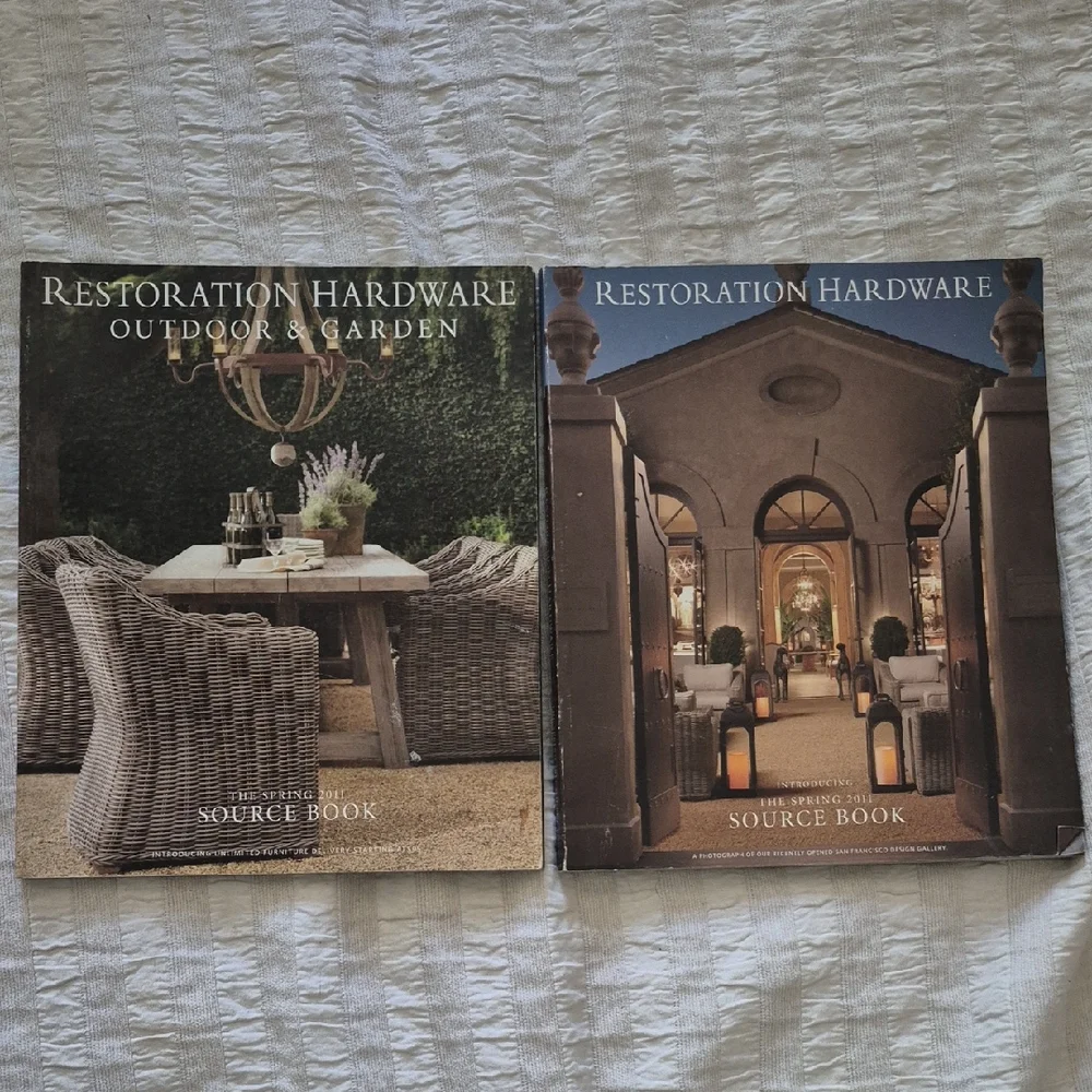(2) Spring 2011 RESTORATION HARDWARE Source Books Outdoor Garden + Home Catalogs