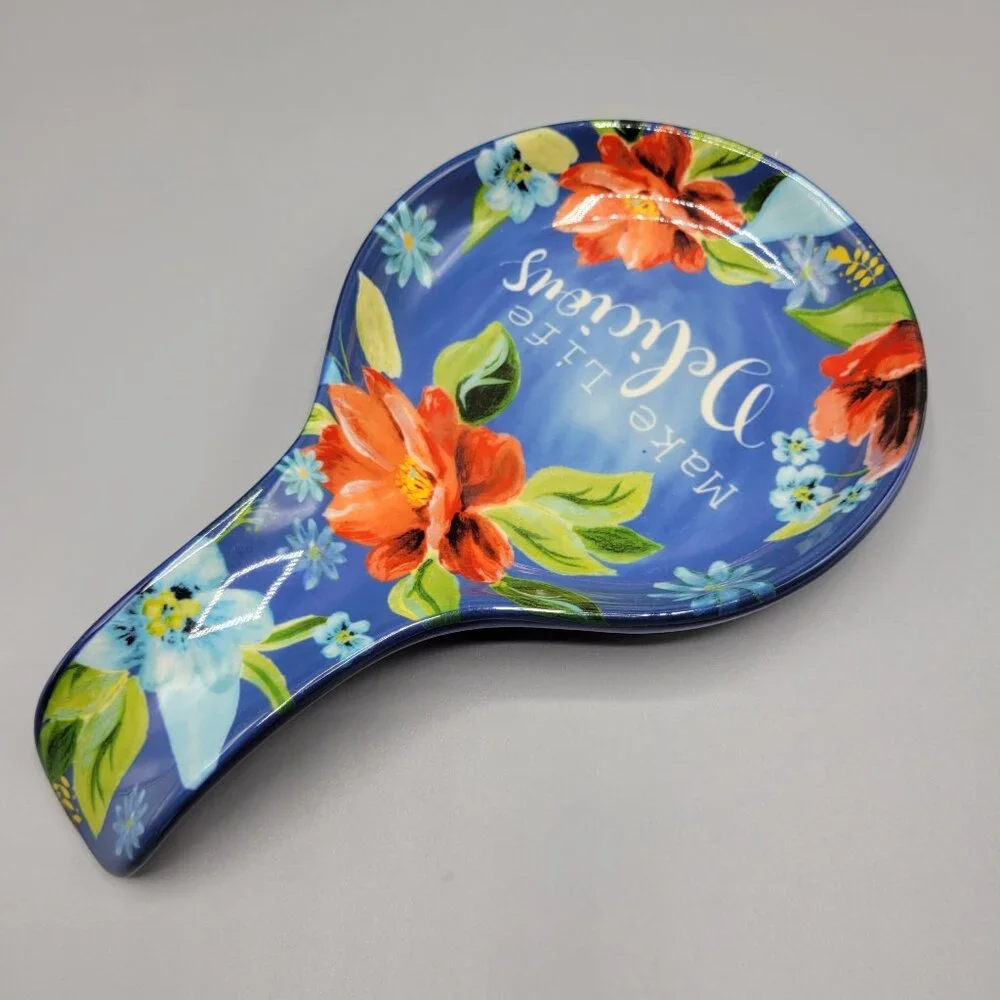 The Pioneer Woman Stoneware Spoon Rest Spring Bouquet Floral Design Blue Red