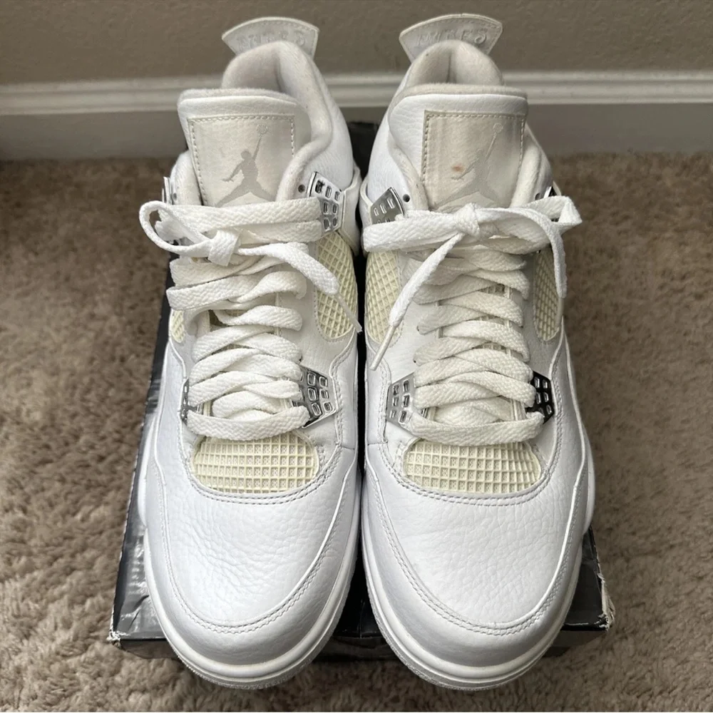 Air Jordan 4 Retro Pure Money White/Metallic Silver Size 9