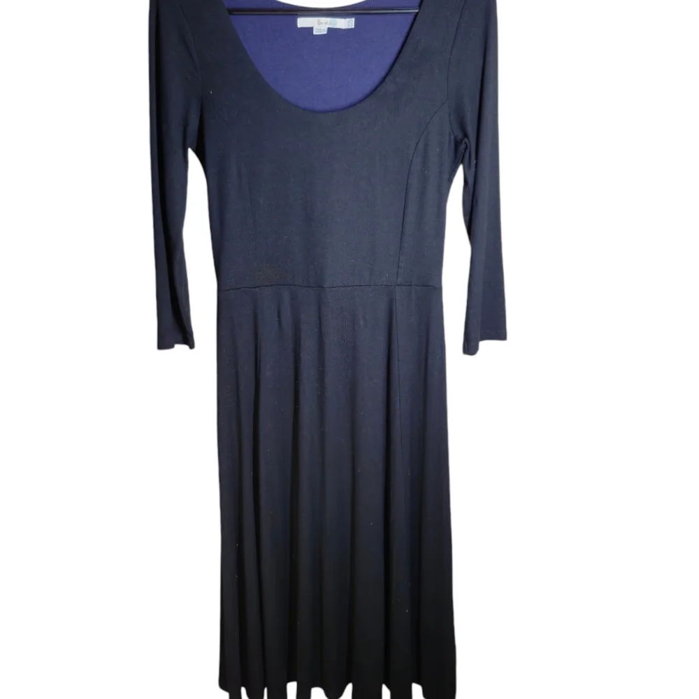 Boden Alanna Three Quarter Sleeve Knit Black Midi Dress size 4