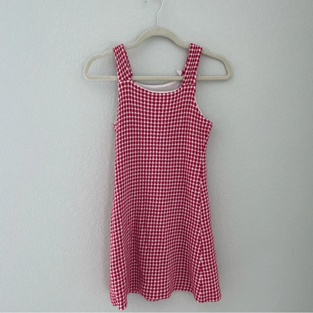 Vintage girls patriotic dress Red and White Checkered Gingham Sundress size 10