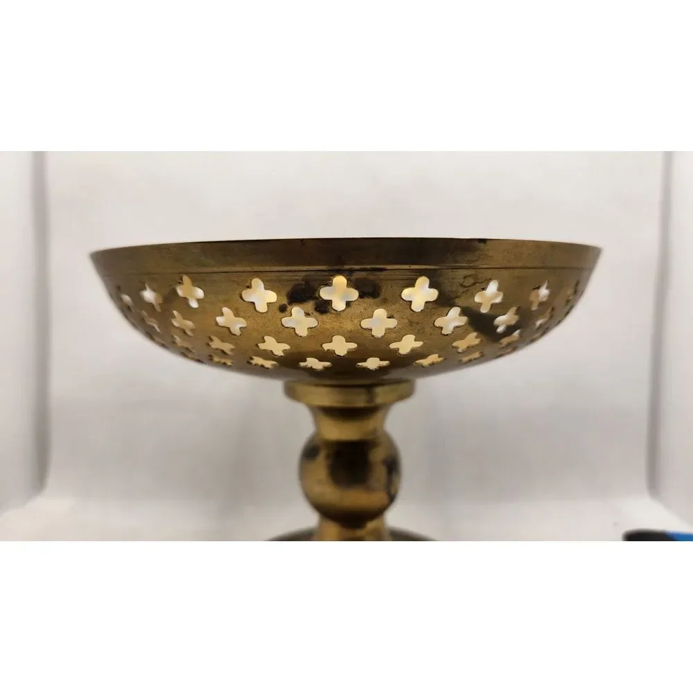 Vintage Boho‎ Brass Pedestal Bowl 6