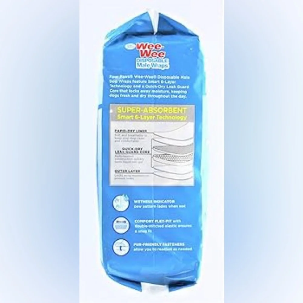 Male Dog Wraps Disposable X-Small/Small (1 pack with 12 wraps) Wee-Wee Four Paws
