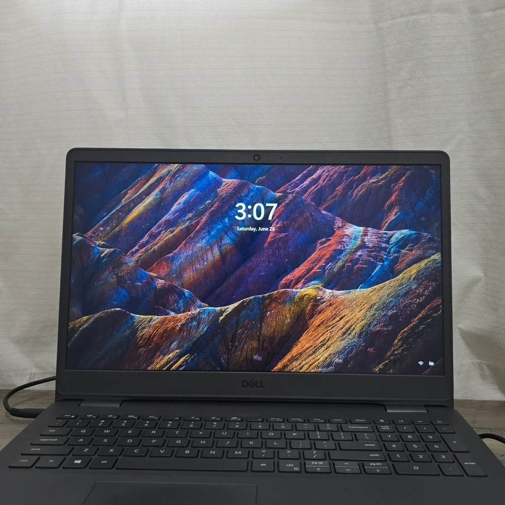 Dell Black Laptop with Minimalist Design and Vibrant Display