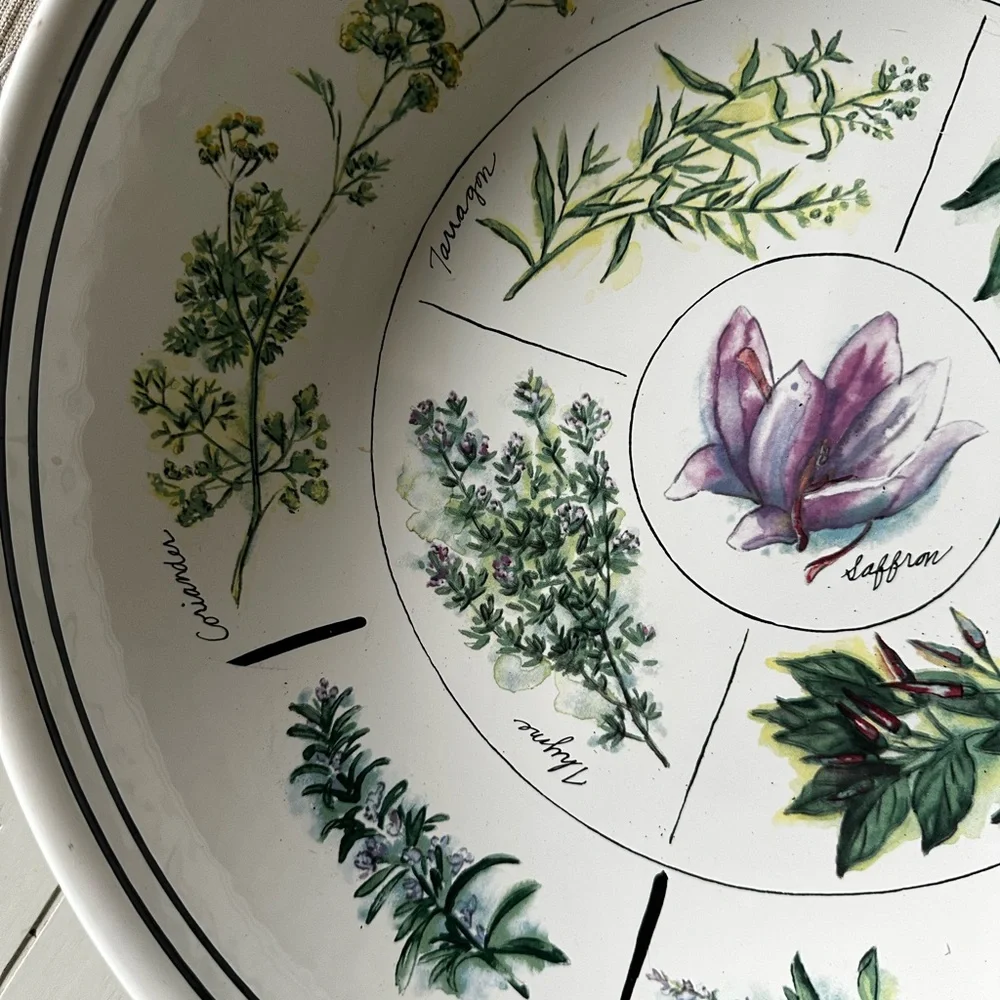 Williams Sonoma White and Green Botanical Dinnerware Bowl