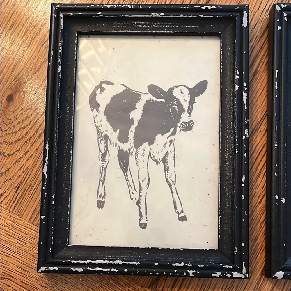 Black Rustic Farmhouse Picture Frames with Vintage Animal Photos