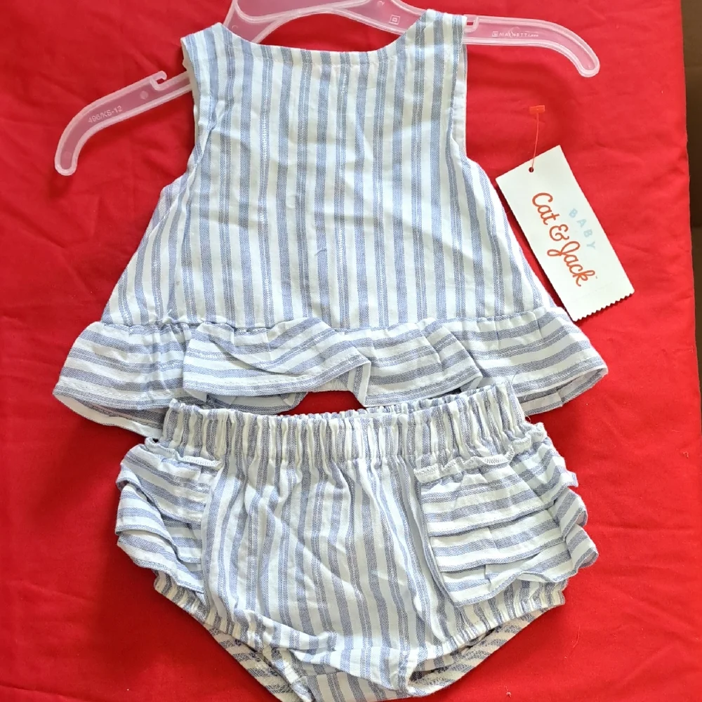Cat & Jack Blue and White Striped Diaper Cover