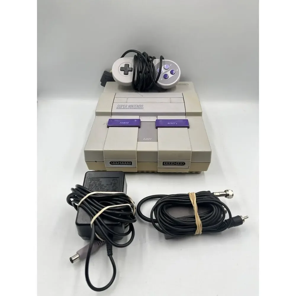 Super Nintendo Entertainment System SNES Console w OEM Controller & Cords Tested