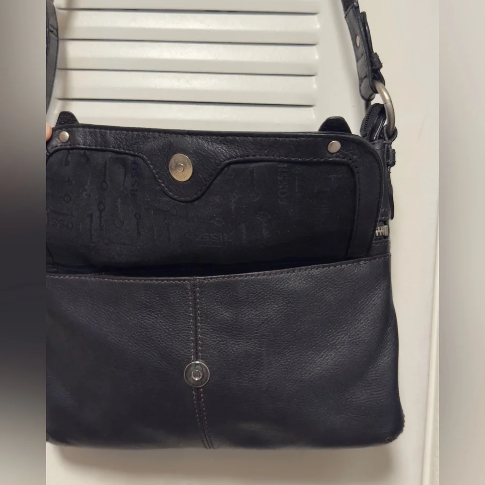 FOSSIL MADDOX BLACK LEATHER BAG CROSSBODY
