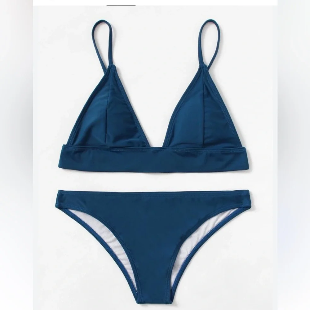Zaful Triangle Elongated Trim Bikini