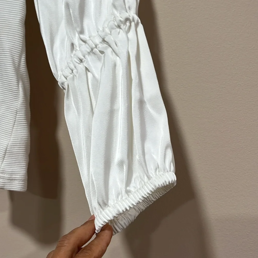Anthropologie Cream Blouse with Puff Sleeves