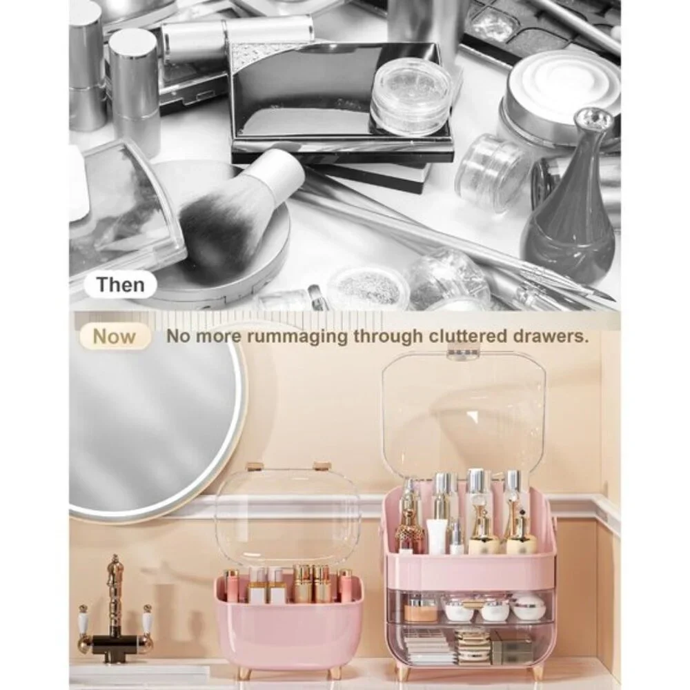 New Pink Makeup Organizer, Skincare & Cosmetic Storage for Vanity
