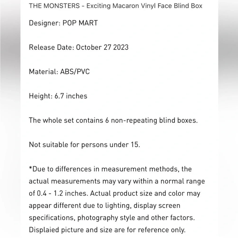 POP MART description 100%