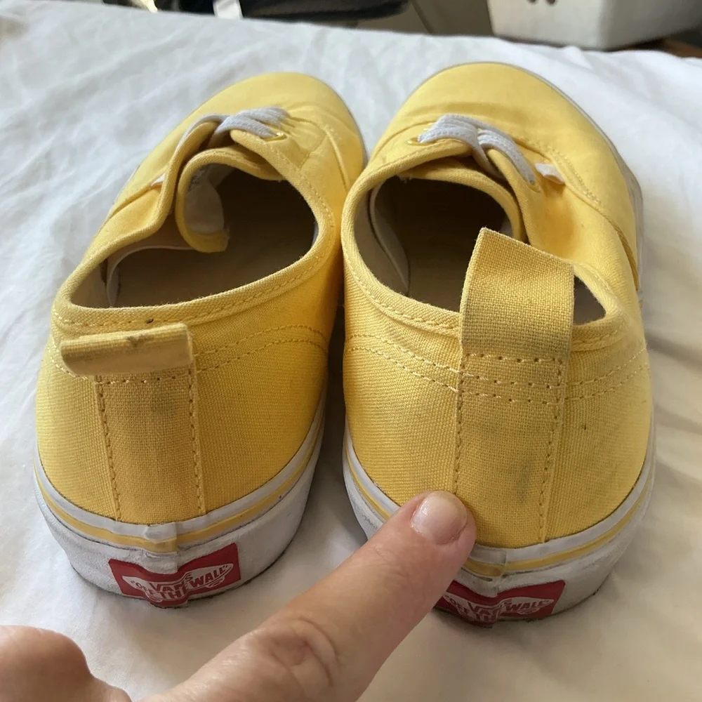 Vans Womens Yellow ComfyCush Slip Ons Faux Laces Size 9 Big Kids Size 7