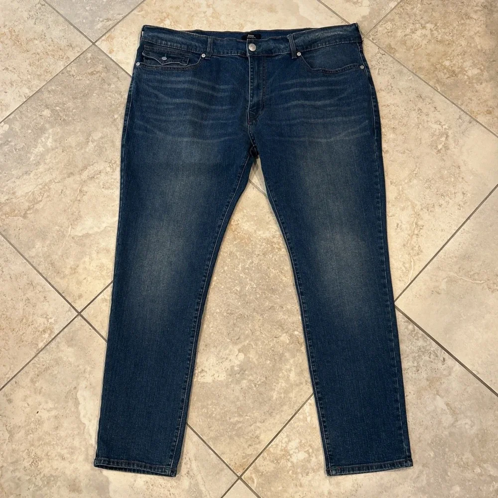 True Religion Rocco Jean Men 44x32 Blue Denim Relaxed Skinny Medium Harvest Wash