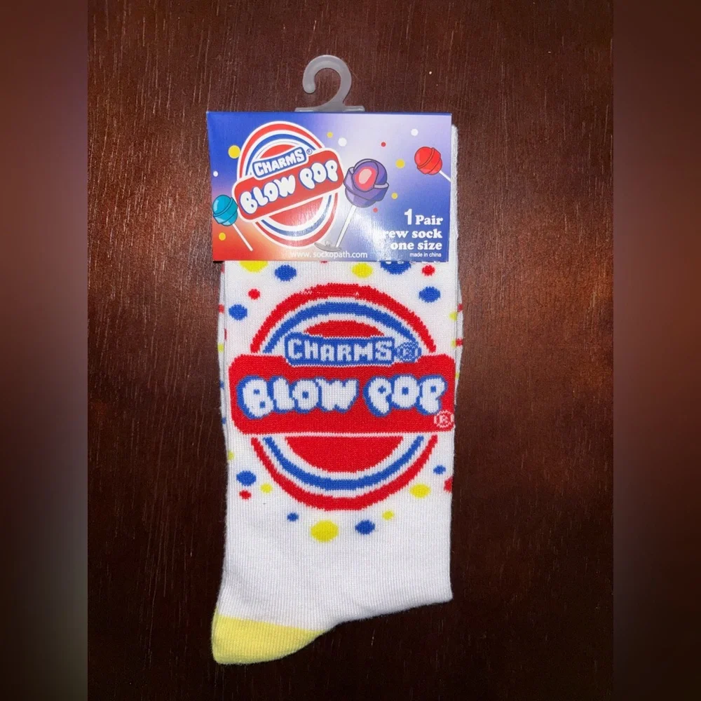 CHARMS BLOW POP NOVELTY CREW SOCKS NWT MEN’S SHOE SIZE 8-12