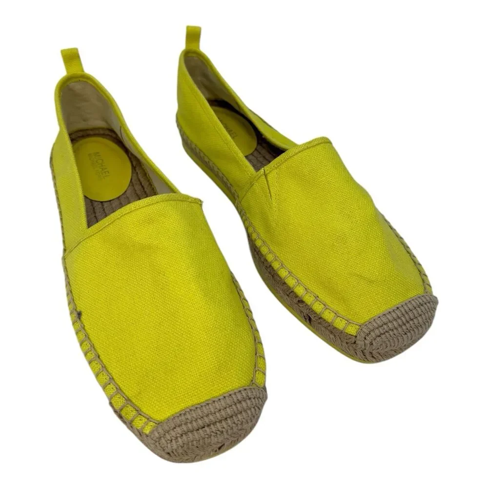 Michael Kors Lenny Espadrille Canvas Yellow Size 9