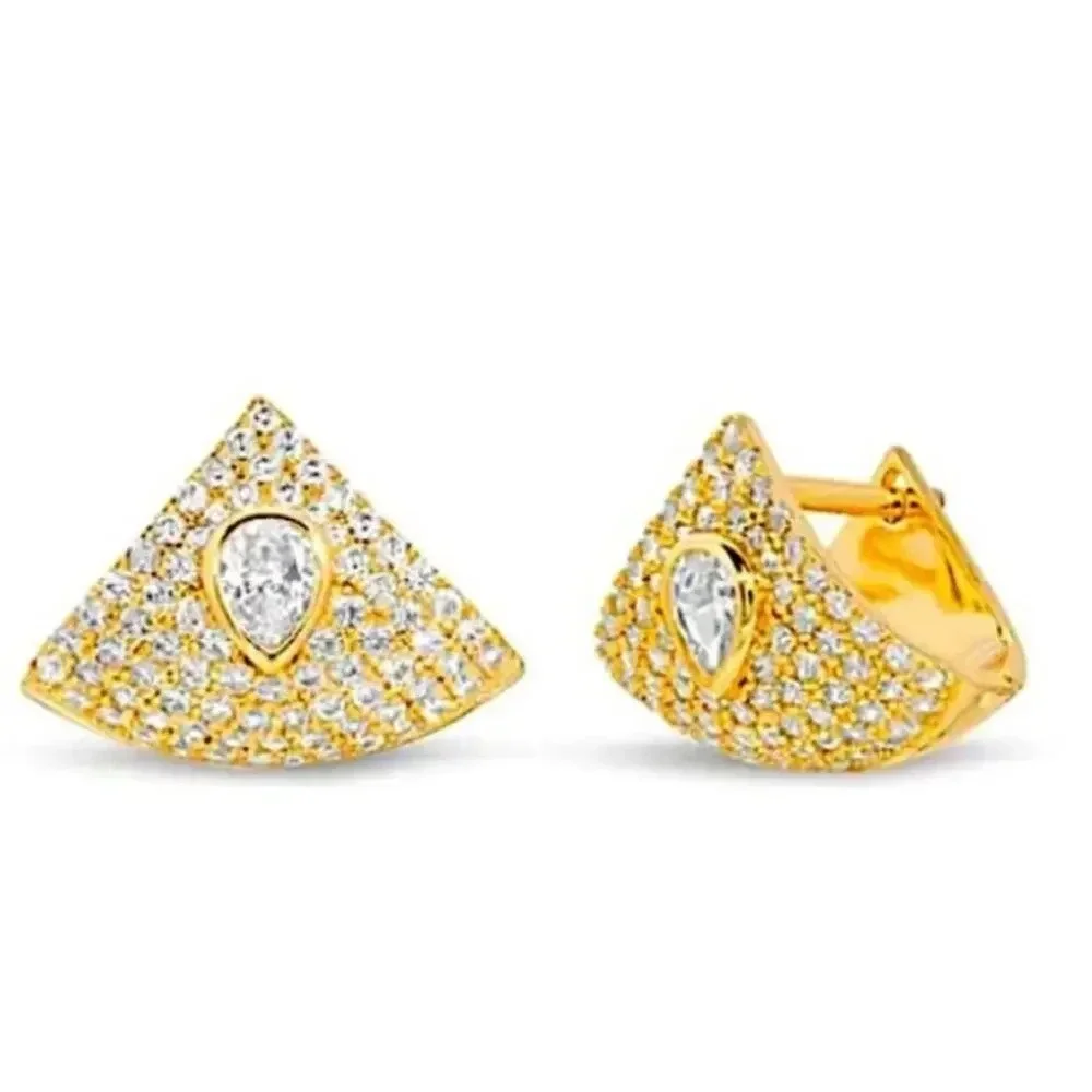 Gold Triangle Wrap Shaker Cubic Zircon Punk Minimalist Earrings