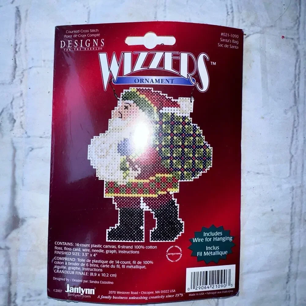 NOS 2007 Janlynn Cross Stitch Kit Wizzers Ornament Santa’s Bag #021-1090