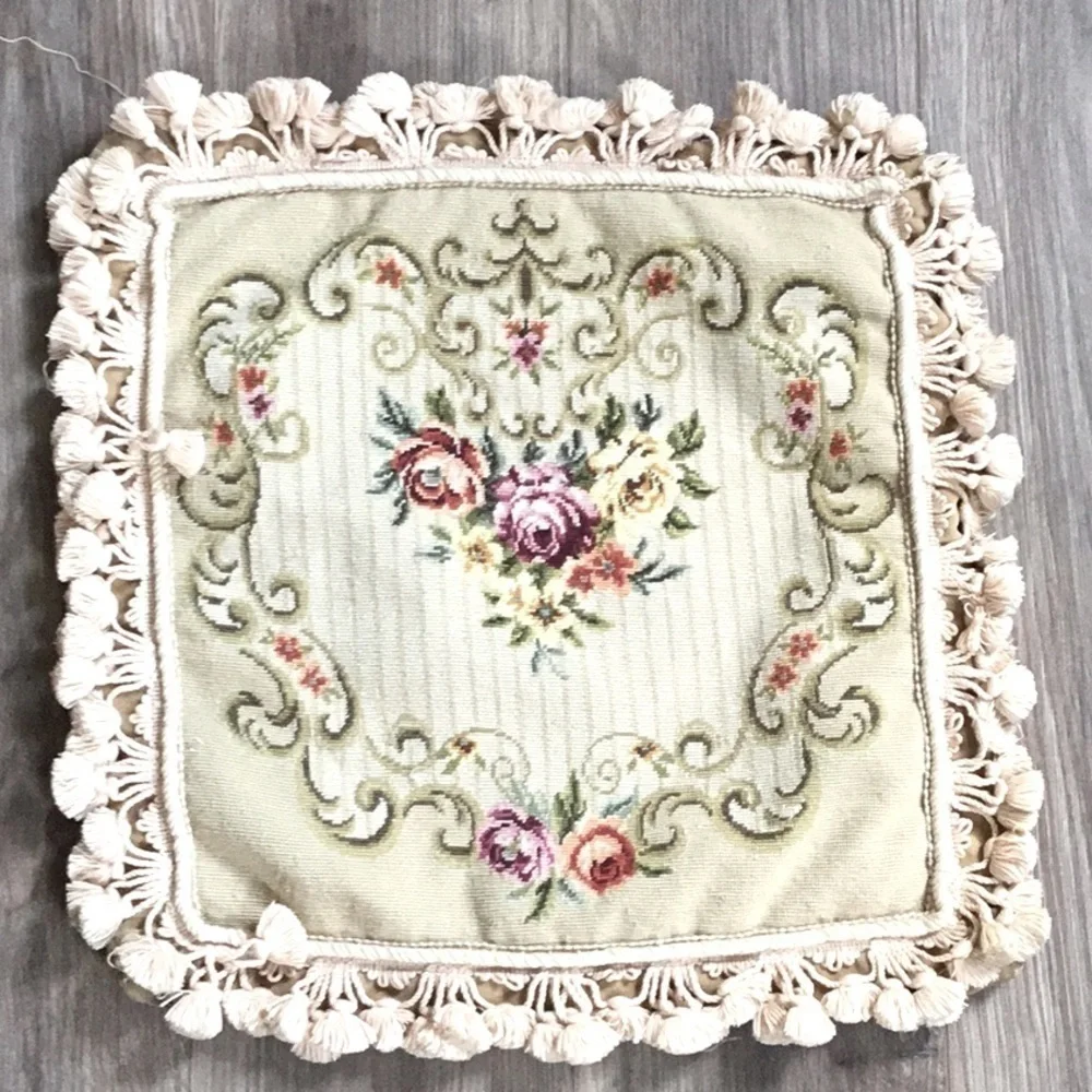 Needlepoint pillow case. As is