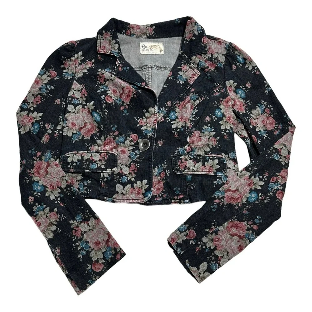 VINTAGE Free People Floral Crop Jacket