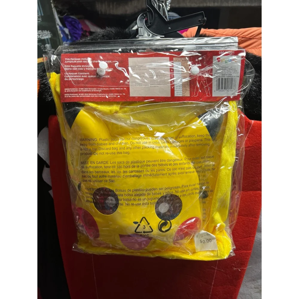 Pikachu Pokemon Classic Child Costume Large NEW