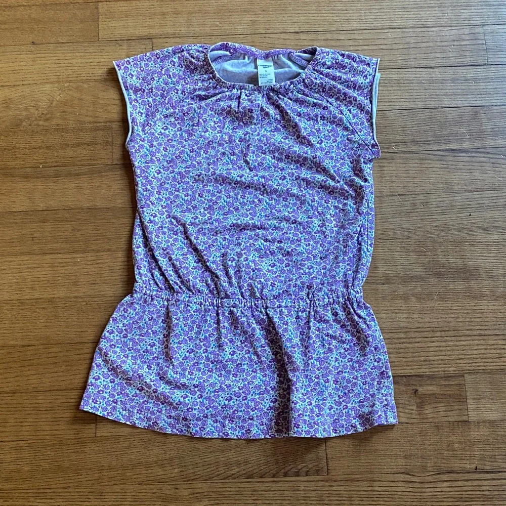 OshKosh B'gosh girls size 5 sleeveless Purple Floral long Blouse - elastic waist