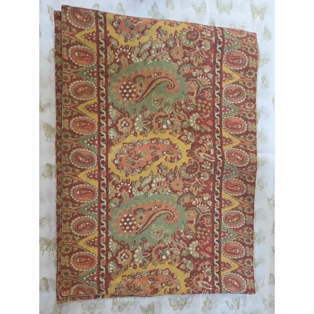 Pottery Barn Placemats Set 4 Brown Orange Fabric Paisley Autumn 🍂