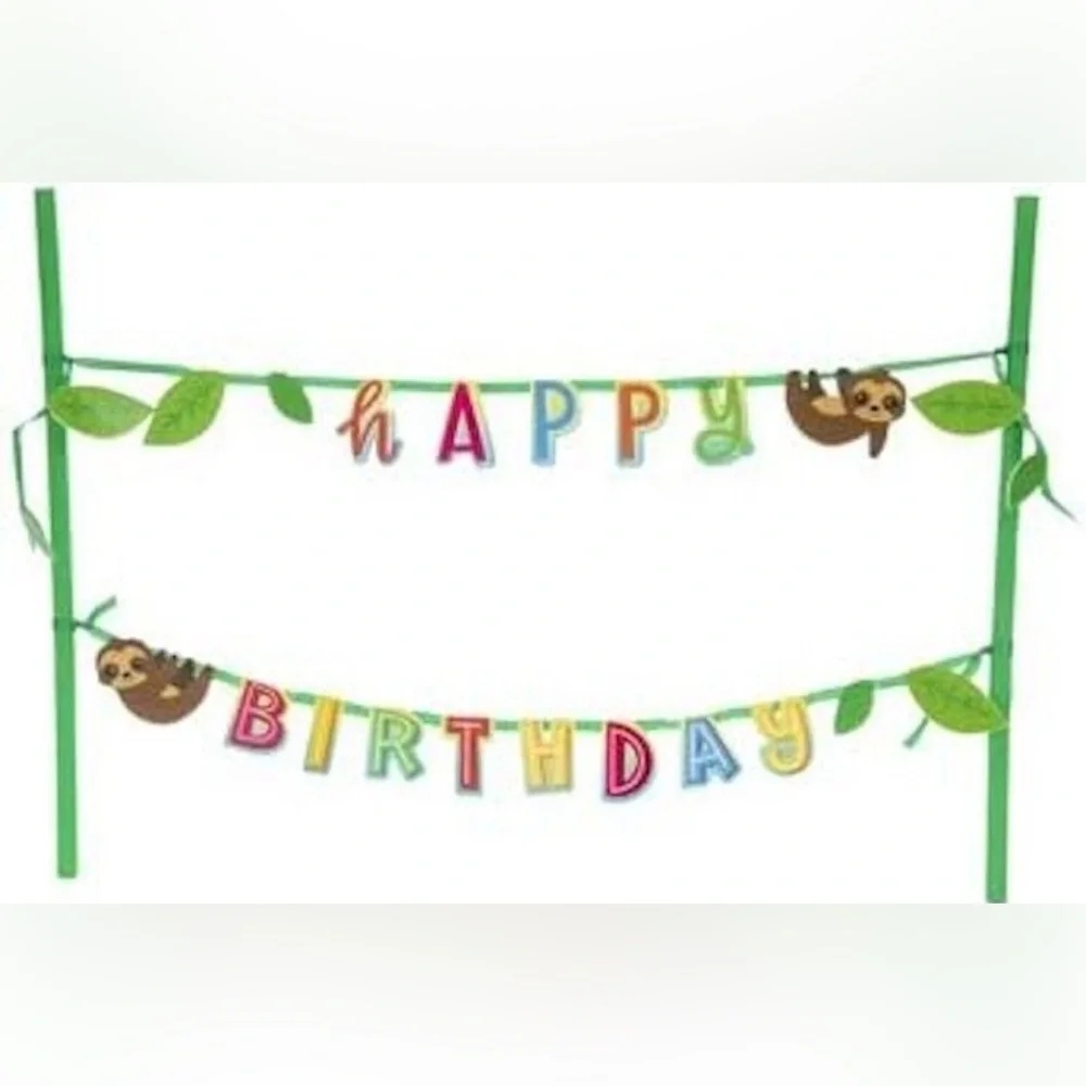 Happy Birthday Sloth Cake Banner Birthday Decoration Party Supplies