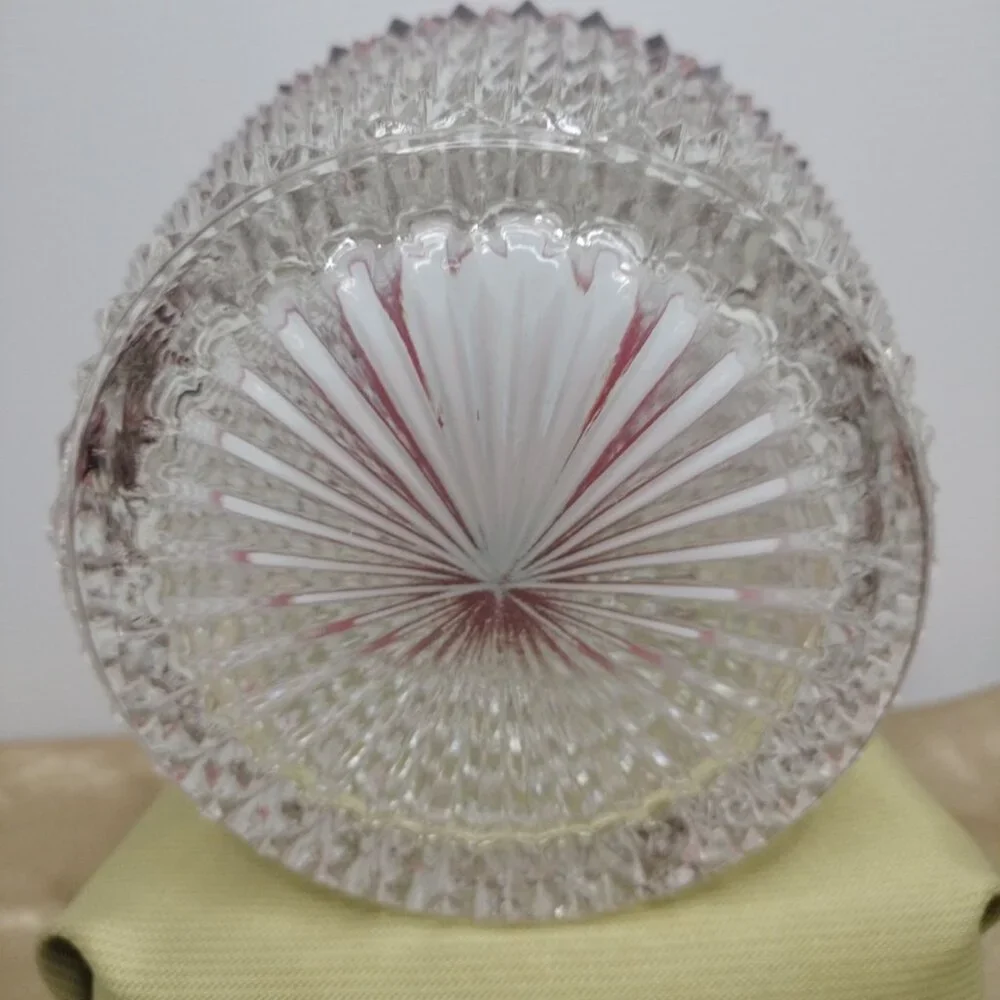 Indiana Glass Diamond Point Ruby Flash Red Ice Bucket w Lid 10.5” NIB